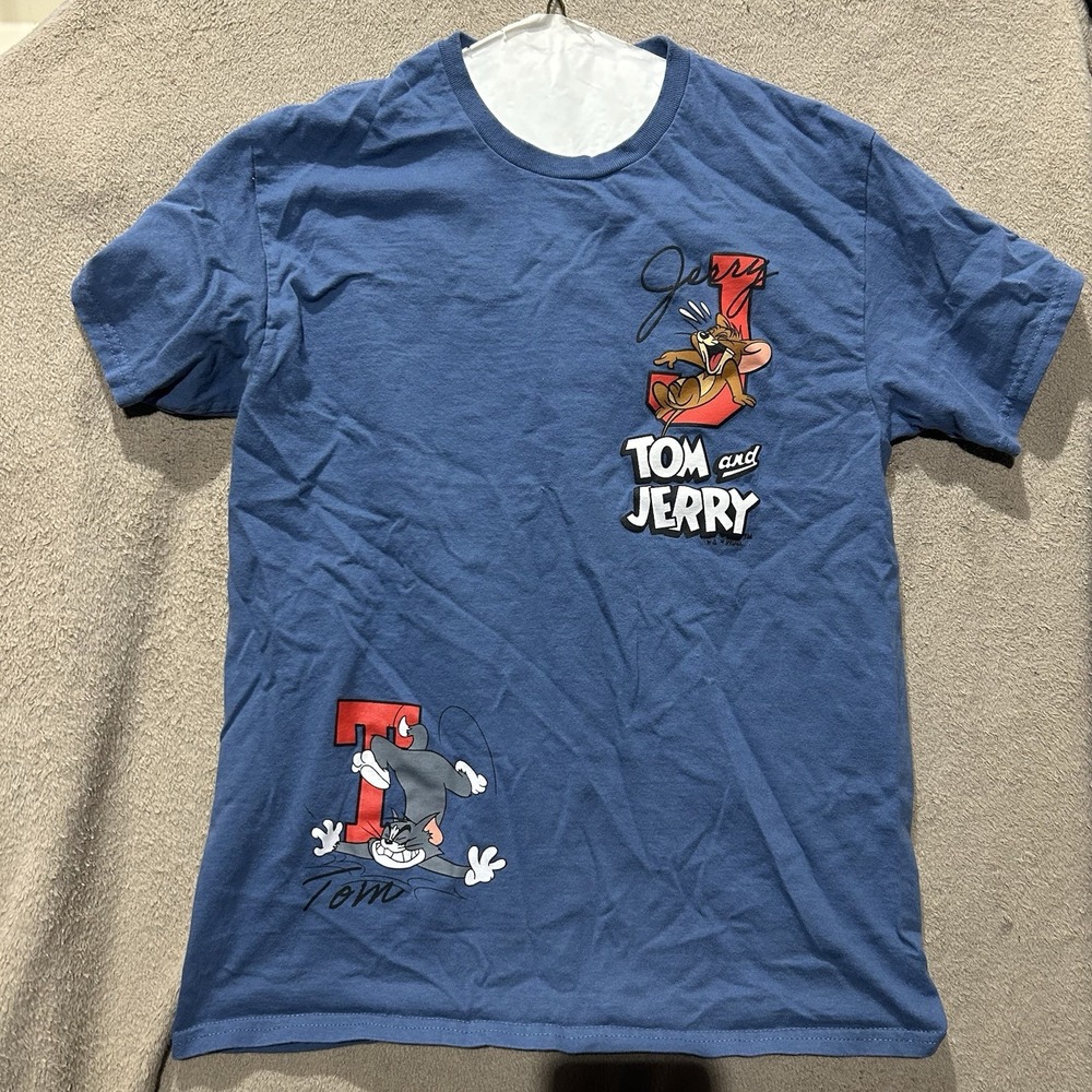 Tom and Jerry Best Frenemies Graphic T-Shirt Mens Medium Blue Cartoon Nostalgia